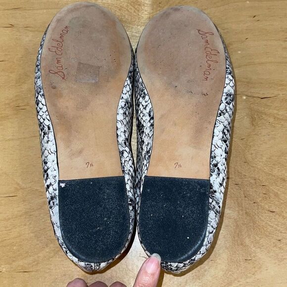 Sam Edelman Womens Leather Snakeskin Print Felicia Slip-on Ballet Flats Gray 7.5 - Picture 7 of 7